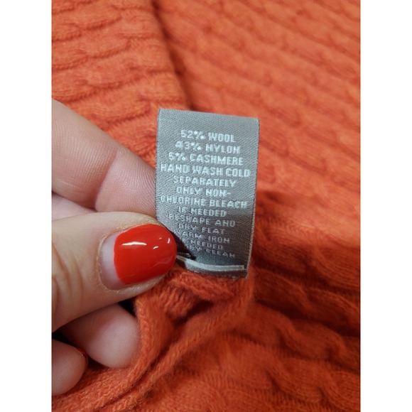 J. Jill Cable Knit Scarf Orange Wool Nylon Cashmere Blend Womens 76x19 Large - Picture 5 of 5